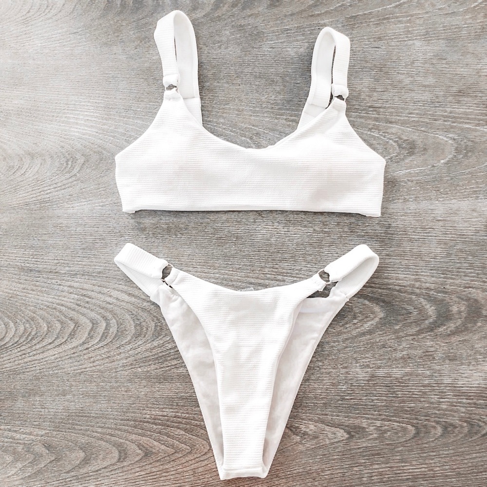 White Ribbed Bikini